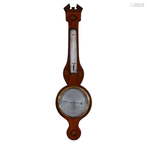 A Regency inlaid mahogany mercury wheel barometer   A. Rivolta, Chester, early 19th …