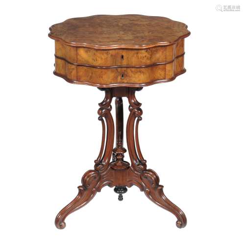 A French figured walnut work table