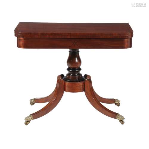 A George IV mahogany and rosewood inlaid card table