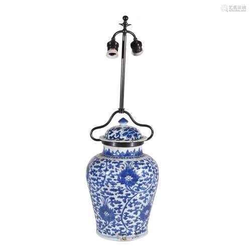 A Chinese blue and white vase and cover