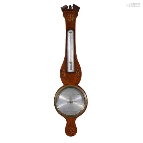 A George III inlaid mahogany mercury wheel barometer   F. Saltery Vechio and Company, …