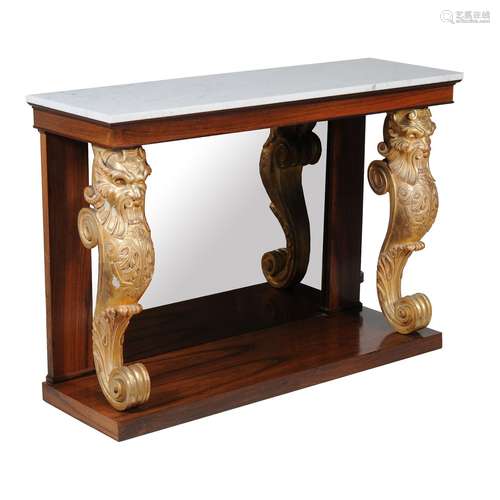 A rosewood console table in George IV style