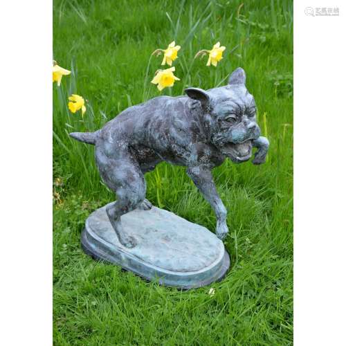 A bronze alloy model of a French Bulldog