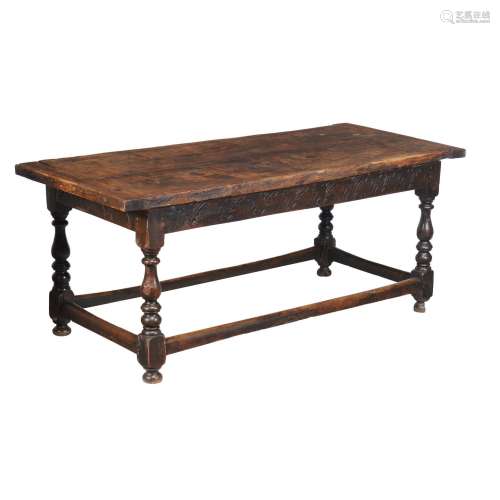 An oak refectory table in Charles II style