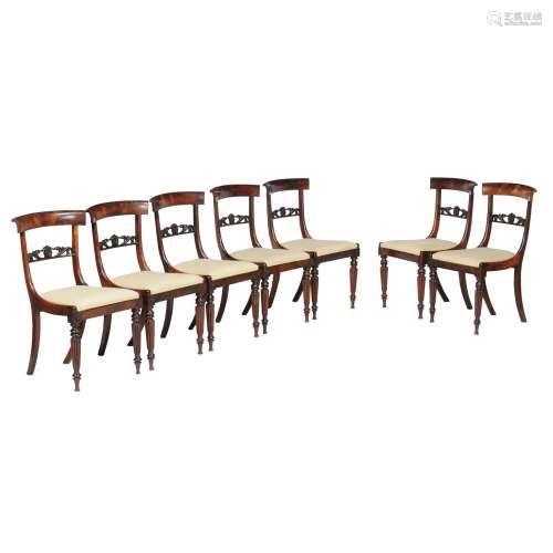 A set of seven William IV rosewood dining chairs
