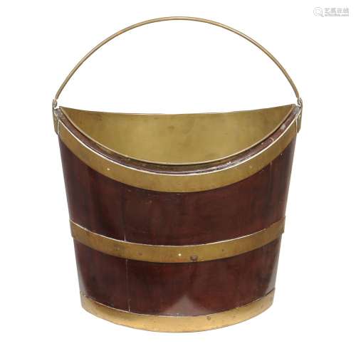 A mahogany and brass bound kettle stand or bucket