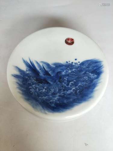 Chinese Blue and White Porcelain Cover Ink Box