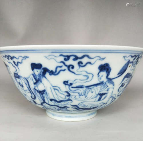 Chinese Blue and White Porcelain Bowl, Mark