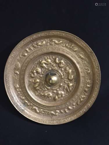 Chinese Gilt Bronze Mirror