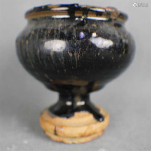 A  Liao  Dynasty Black glaze High Foot bowl