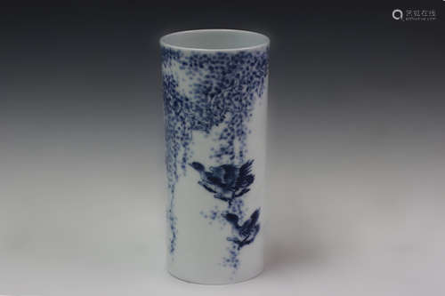 Chinese Blue and White Porcelain BrushPot , Mark