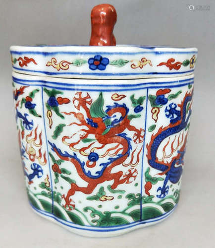 Chinese Wucai Cover Jar