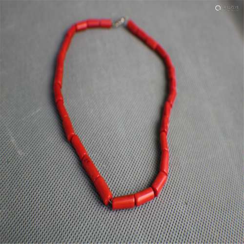 A  red coral necklace