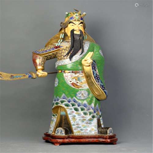 A Cloisonne Guan Gong Statue