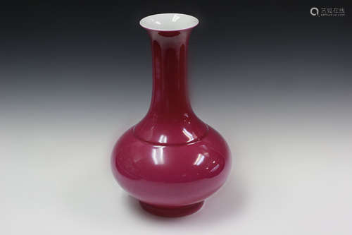 Chinese Red Porcelain Tianqiu Vase, Mark