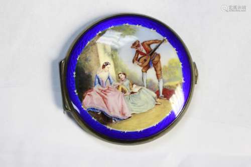 Enamel and Silver Round Box