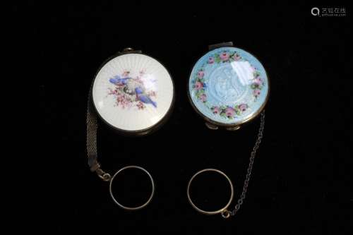 Two Enamel and Silver Key Holder