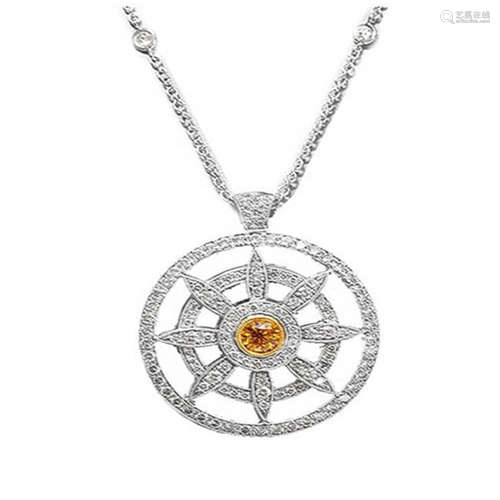 A 18K white gold color diamond pendant