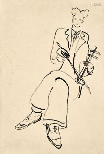 常玉(1901-1966)  拉胡琴的男子