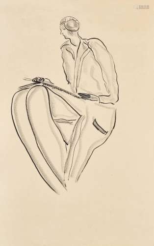 常玉(1901-1966)  画速写的女子