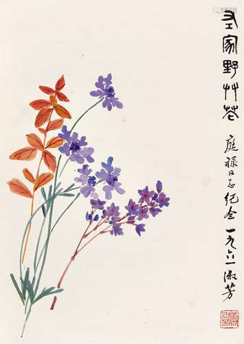 萧淑芳(1911-2005)  左家野草花                                                                                                                                                                                                                立轴 设色纸本                        1961年作