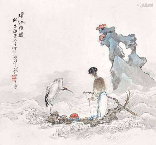 钱慧安(1833-1911)  瑶池进酿                                                                                                                                                                                                                立轴 设色纸本