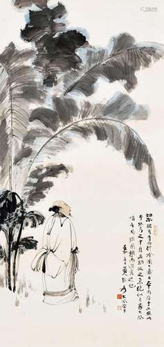 张大千(1899-1983)  李白行吟                                                                                                                                                                                                                立轴 设色纸本                        壬申（1932年）作