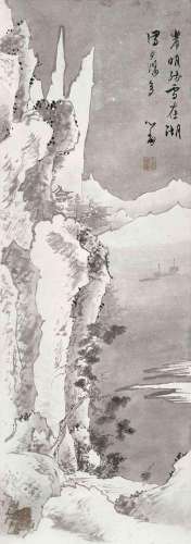 溥心畬(1896-1963)  残雪夕照                                                                                                                                                                                                                立轴 水墨纸本