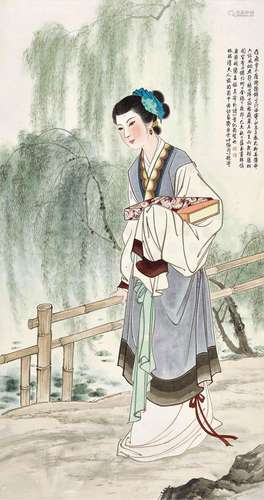 赵蕴玉(1916-2003)  黄娥像                                                                                                                                                                                                                立轴 设色纸本                         己未（1979年）作