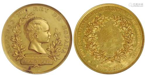   1890年西班牙马德里科学博览会铜鎏金纪念章/NGC MS62