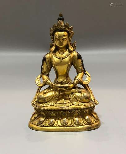 CHINESE GILT BRONZE SEATED AMITAYUS