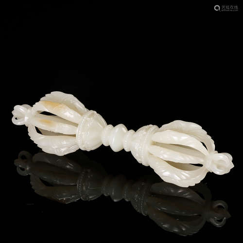 CHINESE WHITE JADE CARVED VAJRA