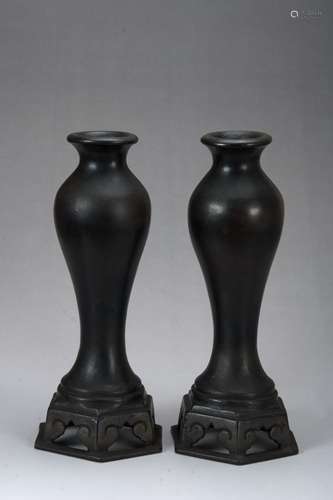 CHINESE BRONZE VASES, PAIR