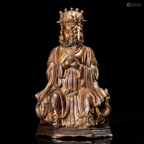 CHINESE GILT BRONZE TAOIST FIGURE