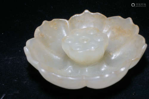 CHINESE WHITE JADE LOTUS FLOWER