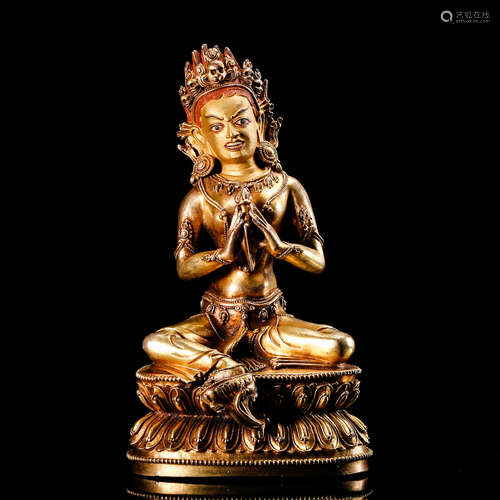 CHINESE GILT BRONZE FIGURE OF GUANYIN