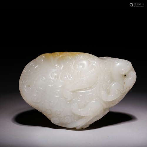 CHINESE WHITE JADE DRAGON PENDANT