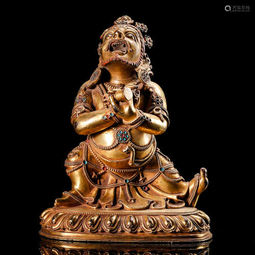 CHINESE TIBETAN GILT BRONZE FIGURE