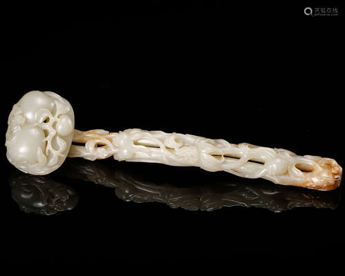 CHINESE WHITE JADE CARVED RUYI