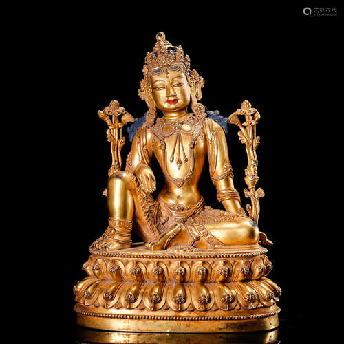 CHINESE GILT BRONZE FIGURE OF TARA