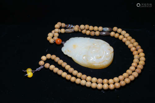 CHINESE WHITE JADE CHILONG PENDANT