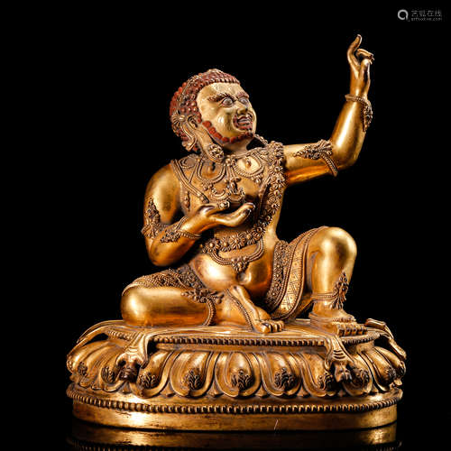 CHINESE GILT BRONZE FIGURE OF VIRUPA