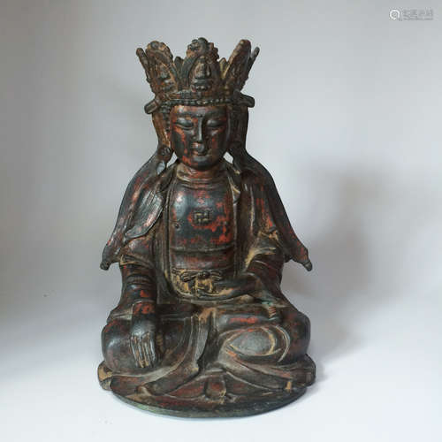 CHINESE BRONZE SEATED SHAKYAMUNI