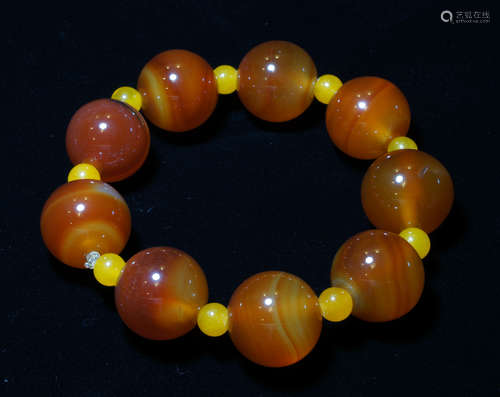 CHINESE AGATE BEADS BRACELET