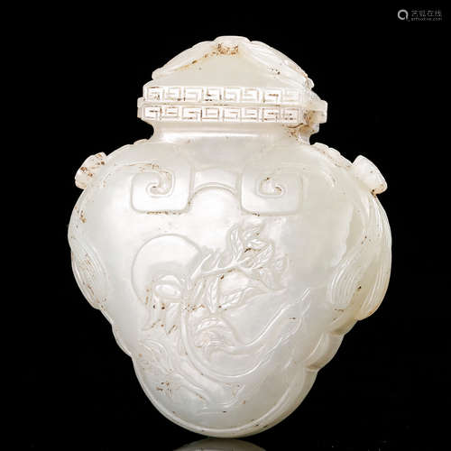 CHINESE WHITE JADE PERFUMER BOTTLE