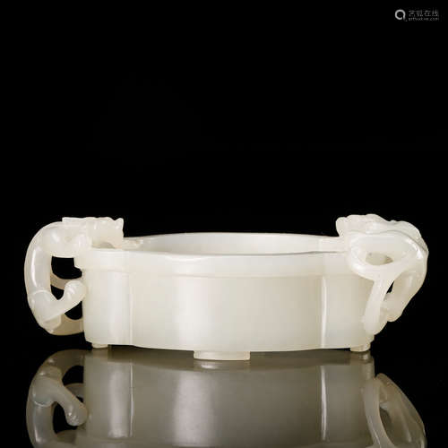 CHINESE WHITE JADE CHILONG WATER COUPE