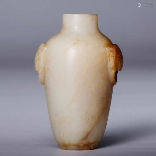 CHINESE WHITE JADE FOOLION SNUFF BOTTLE