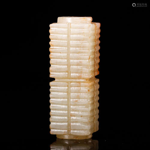 CHINESE WHITE JADE CARVED CONG