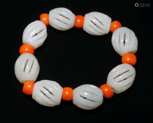 CHINESE JADE BEADS BRACELET