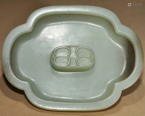 CHINESE CELADON JADE INCENSE TRAY